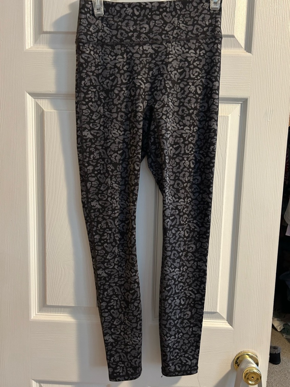 Fabletics Black and Gray Leopard-Print Leggings